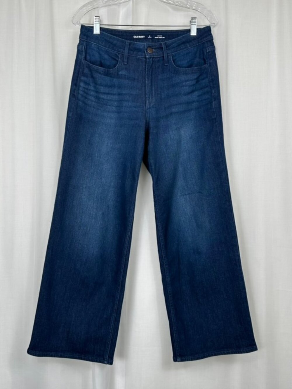 Old Navy Wow High-Rise Wide Leg Jeans 6P Petite Inseam 28 River Blue Baggy Denim